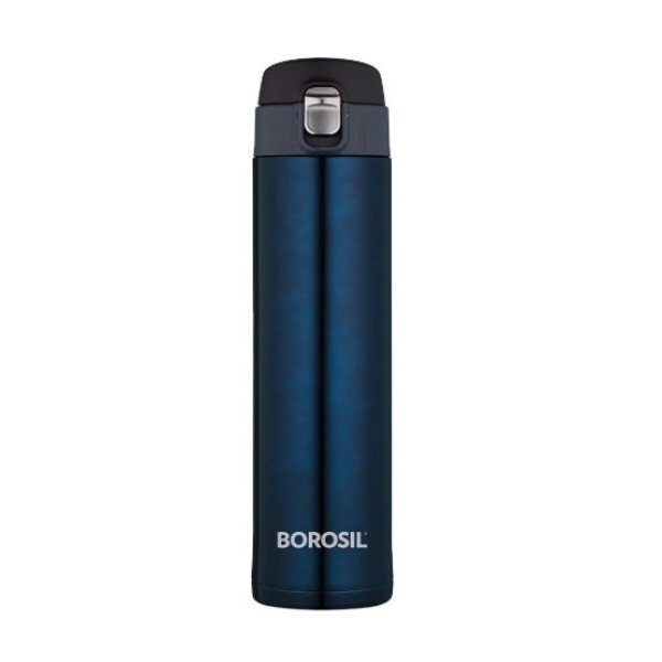 Borosil Hydra Nova 500 ml Stainless Steel Water Bottle   Double Wall Vacuum Insulated Flask   16 Hours Hot and 18 Hours Cold   Bottle for Office  Gym  School  College   1 Year Warranty  Blue