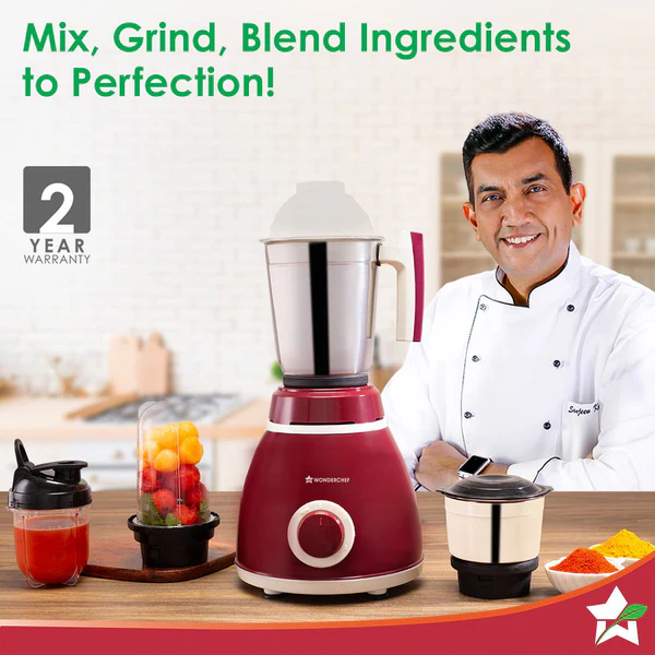 Acura Plus 500 W Mixer Grinder 4 Stainless Steel Jars with Sipper Jar - Image 2