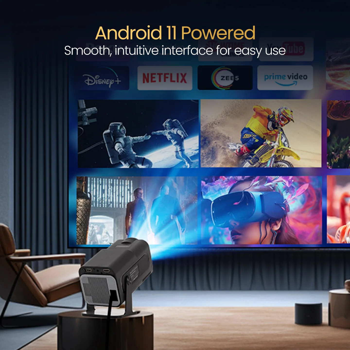 Portronics Beem 470 Smart LED Projector | Android 11 | 1080p Full HD | 4500 Lumens - Image 7