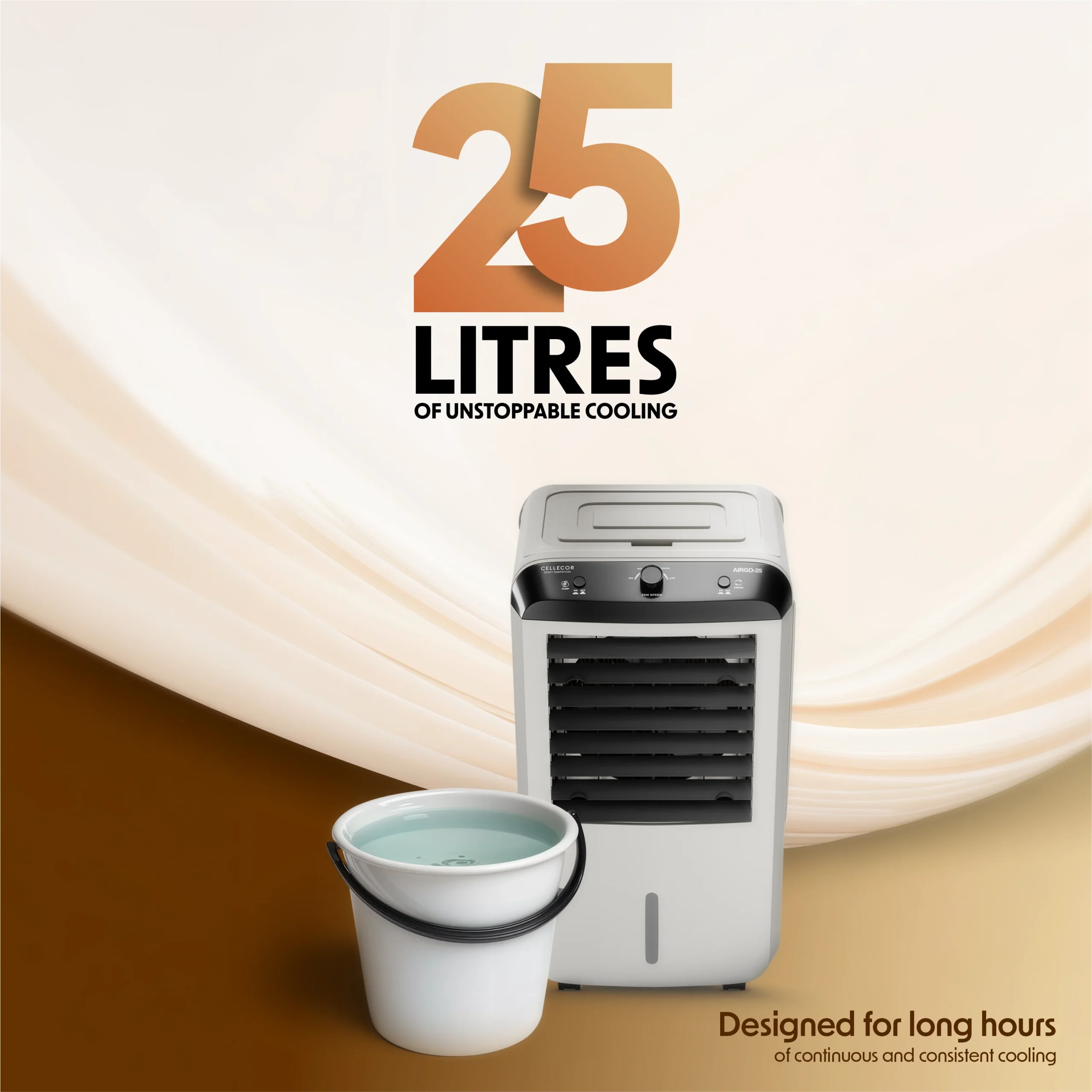 Cellecor Airgo CE 25L Air Cooler – White & Black - Image 5