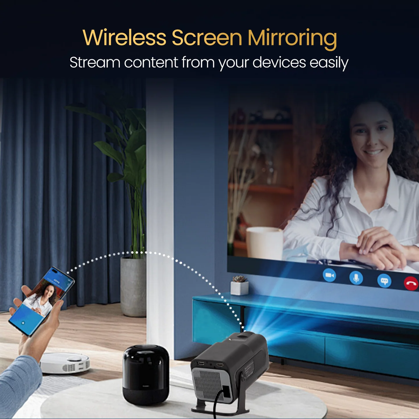 Portronics Beem 470 Smart LED Projector | Android 11 | 1080p Full HD | 4500 Lumens - Image 3
