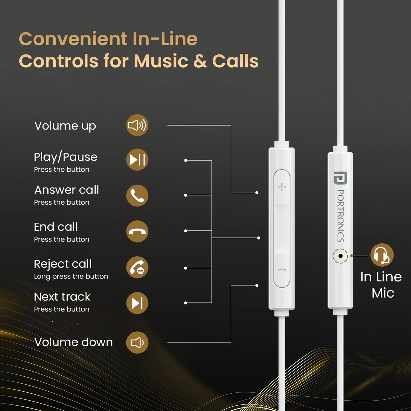 Portronics Conch Theta C Type-C Wired Earphones - Image 3