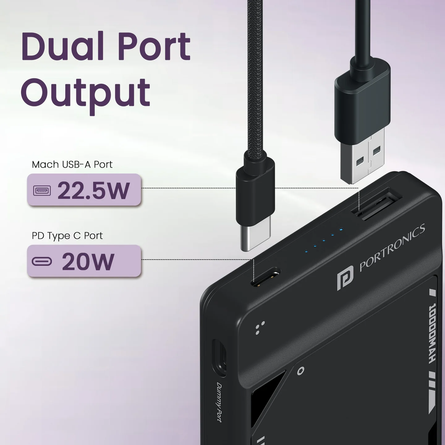 Portronics Luxcell UNO 10 10000mAh Slim Power Bank with 22.5W Fast Charging - Image 3
