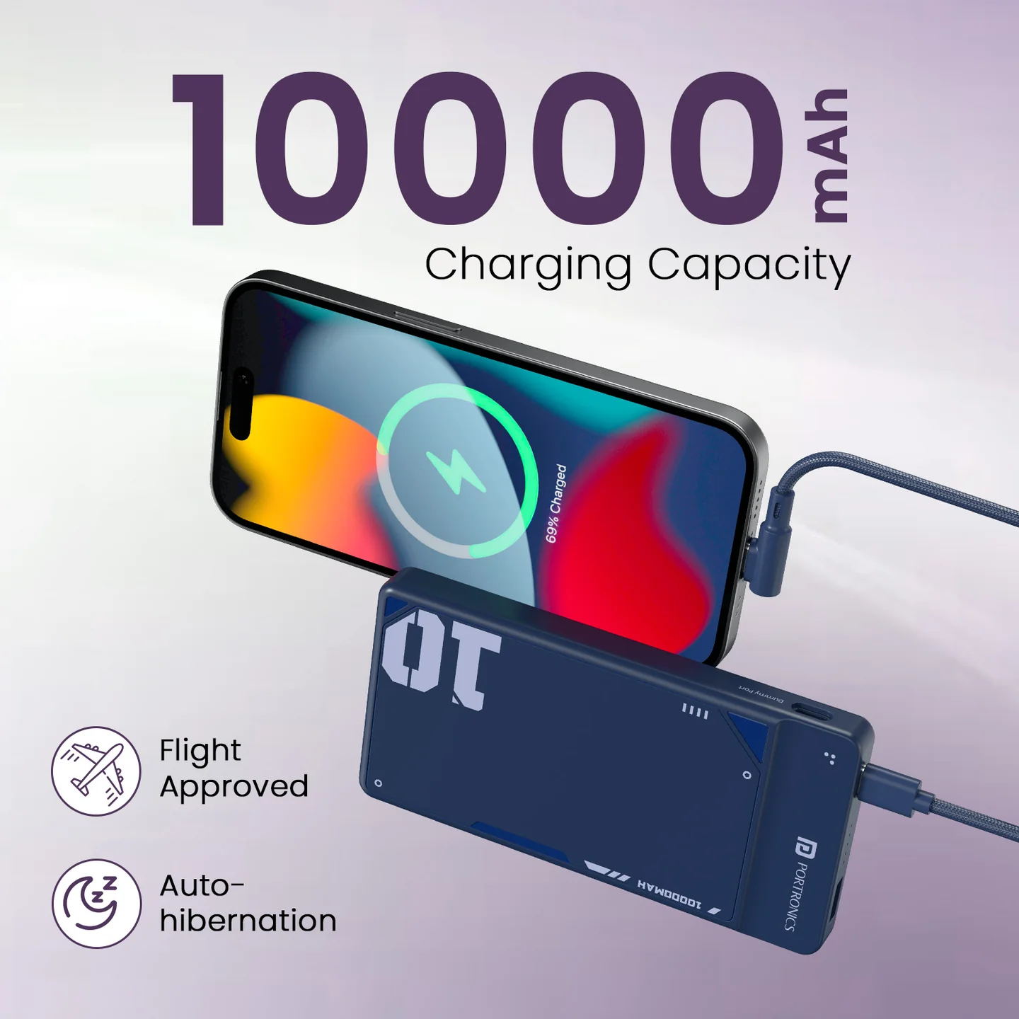 Portronics Luxcell UNO 10 10000mAh Slim Power Bank with 22.5W Fast Charging - Image 6