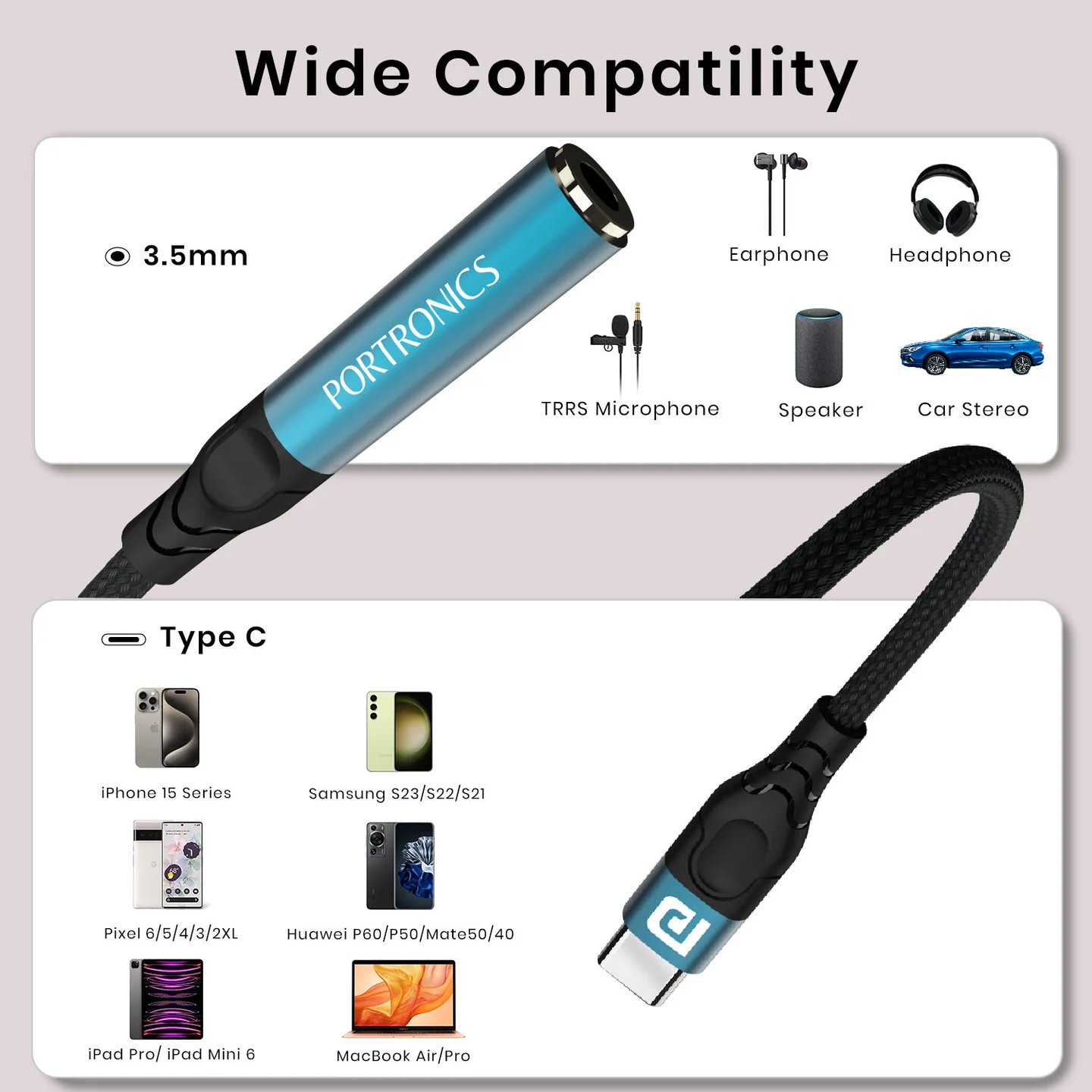 Portronics iKonnect C Pro Type-C to 3.5mm Audio Jack Adapter - Image 2