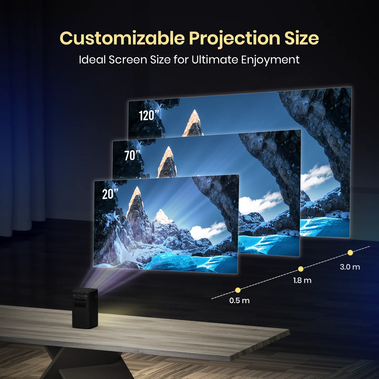 Portronics Pico 13 Smart DLP Projector | 4K UHD Support | 3500 Lumens | Rechargeable Battery - Image 4