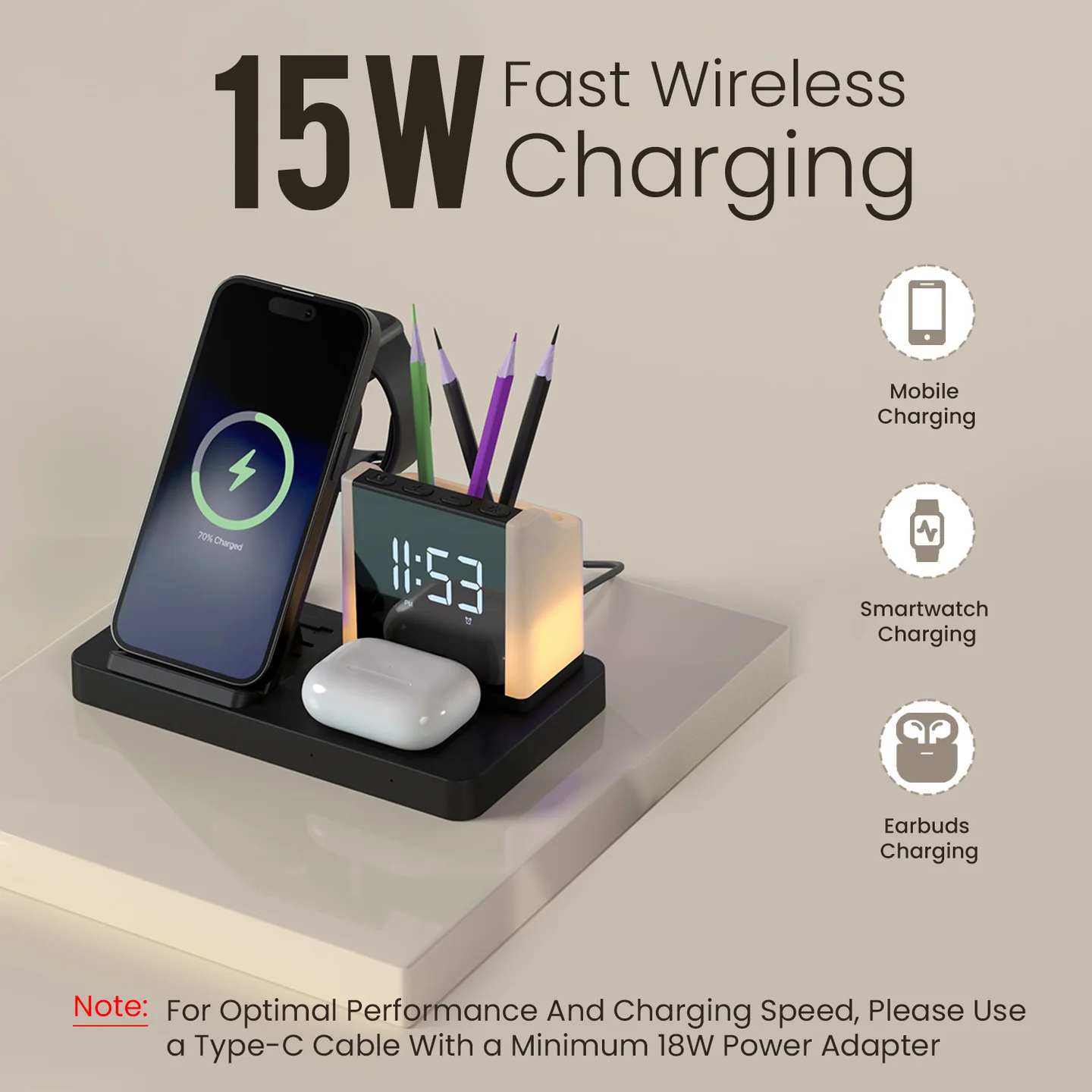 Portronics Hexacharge 6-in-1 Wireless Charging Station - Image 3