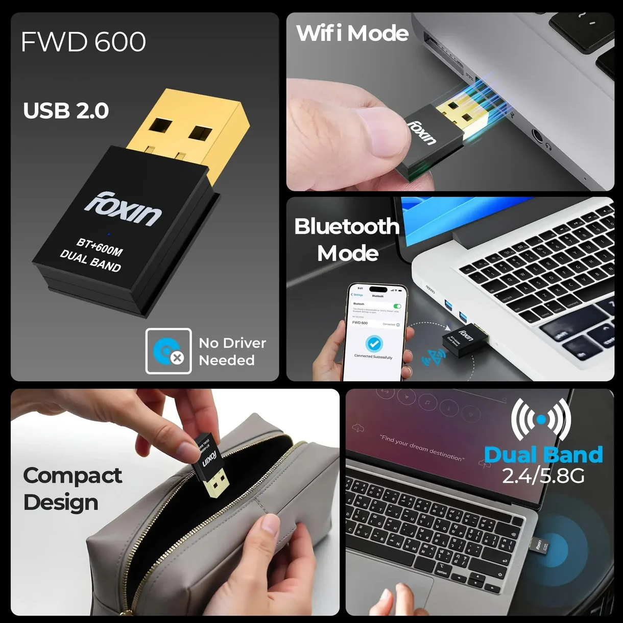 FWD 600 Mbps WiFi + Bluetooth Adapter - Image 8