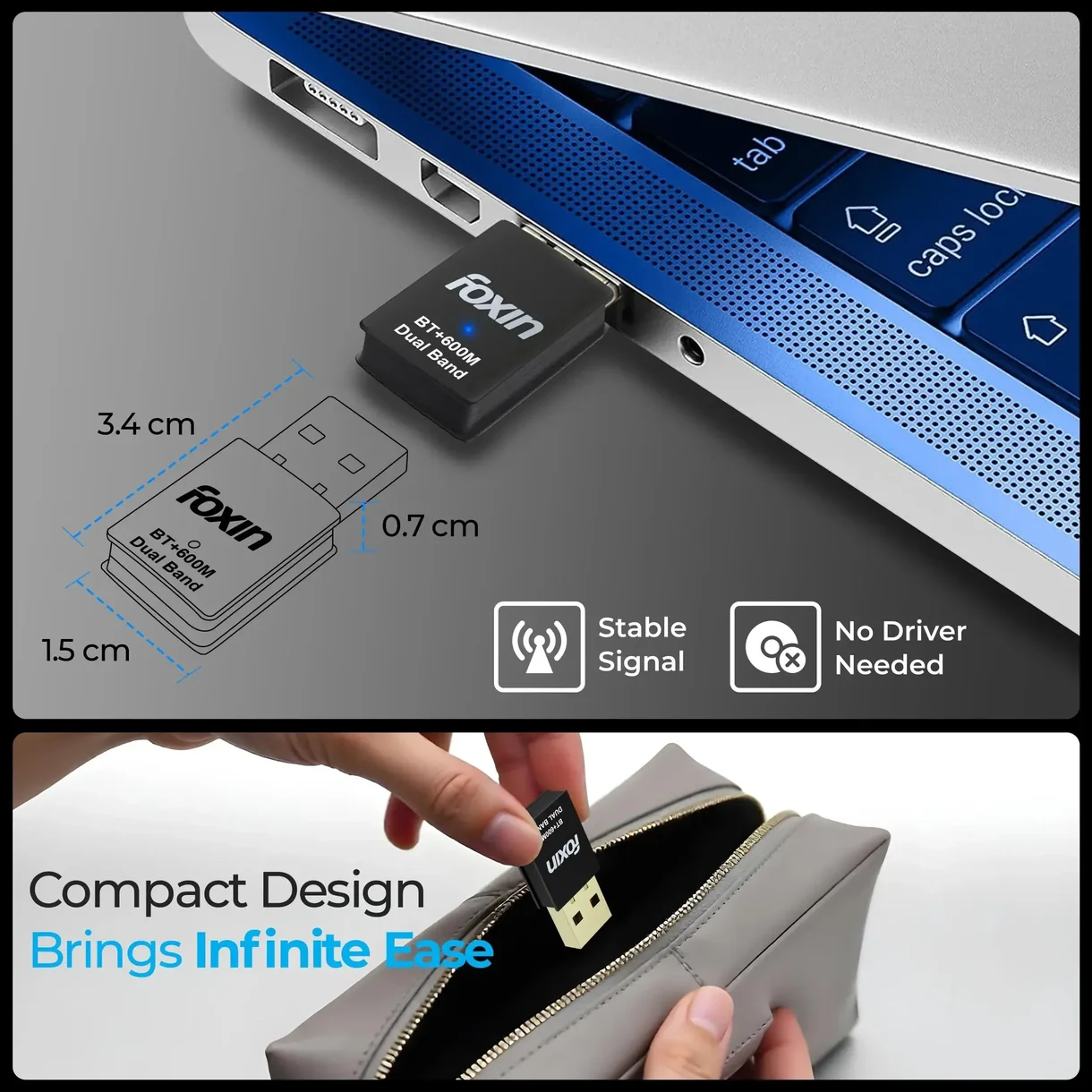 FWD 600 Mbps WiFi + Bluetooth Adapter - Image 2