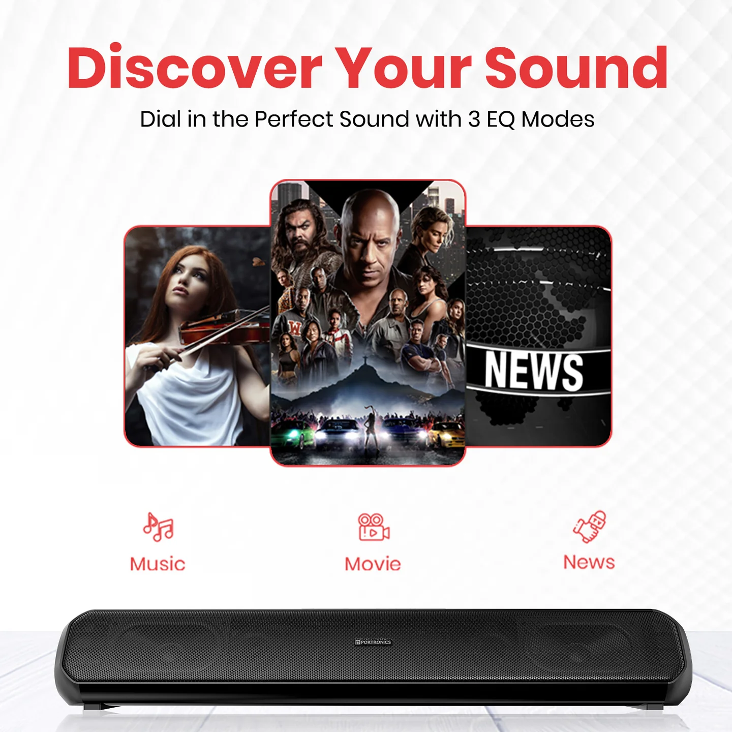 Portronics Pure Sound Pro X 2.1 Channel Soundbar with Wired Subwoofer - Image 7