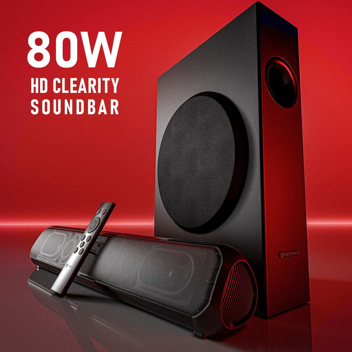 Portronics Pure Sound Pro X 2.1 Channel Soundbar with Wired Subwoofer - Image 9