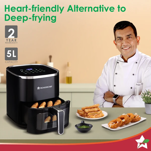 Wonderchef Evita 5L Digital Air Fryer – 1350W, Black - Image 2