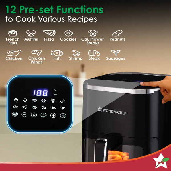 Wonderchef Evita 5L Digital Air Fryer – 1350W, Black - Image 5