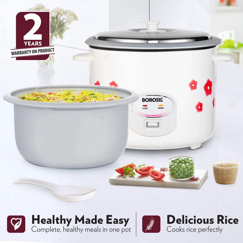 Borosil Pronto Dual Electric Rice Cooker 2.8L – 1000W - Image 2