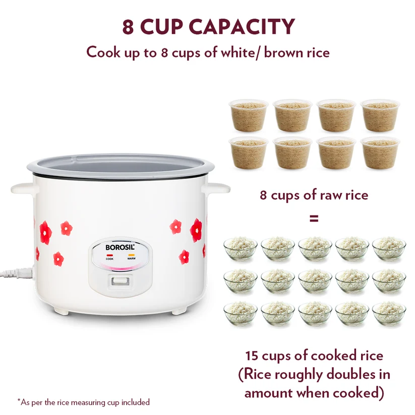 Borosil Pronto Dual Electric Rice Cooker 2.8L – 1000W - Image 4