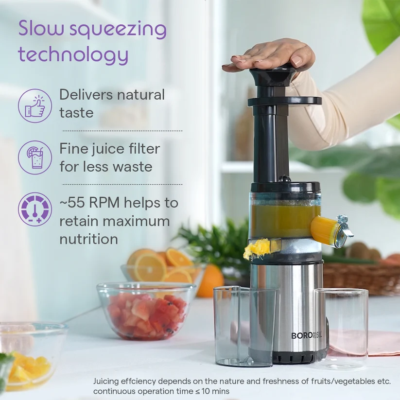 Borosil Juicewell Cold Press Slow Juicer – 100W - Image 6