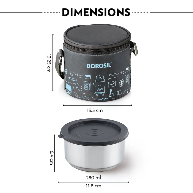 Borosil Carryfresh Round Stainless Steel Lunchbox – Set of 2, Large - Image 3