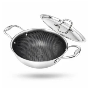 Wonderchef PremiumPro Tri-Ply Stainless-Steel Kadhai with Lid – 24 cm, 2.7 L
