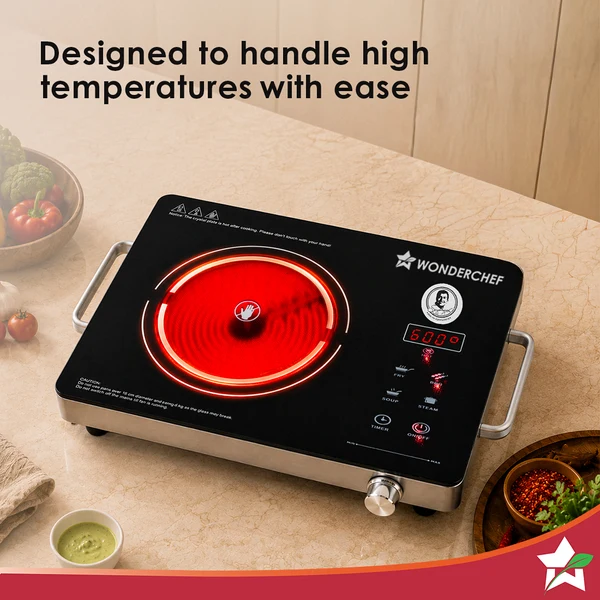 Wonderchef Evita Neo Infrared Electric Cooktop – 2200W with BBQ Grill - Image 7