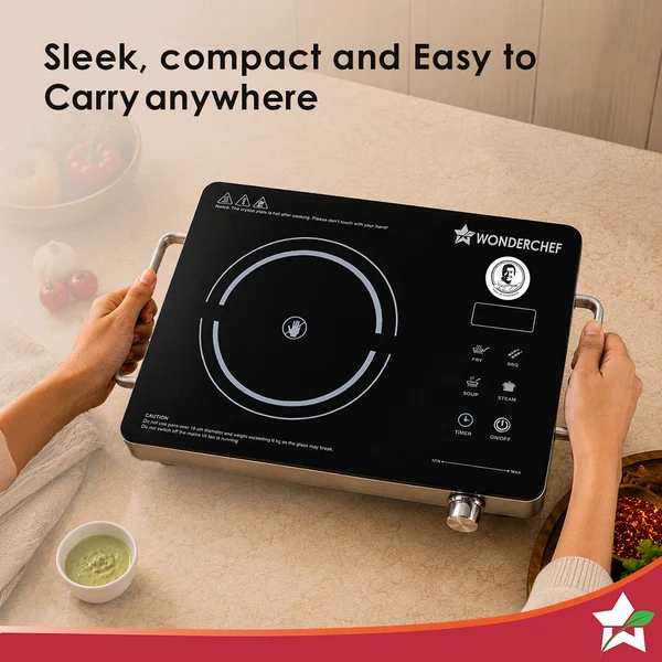 Wonderchef Evita Neo Infrared Electric Cooktop – 2200W with BBQ Grill - Image 6
