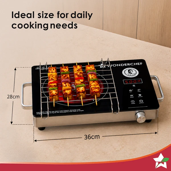 Wonderchef Evita Neo Infrared Electric Cooktop – 2200W with BBQ Grill - Image 2