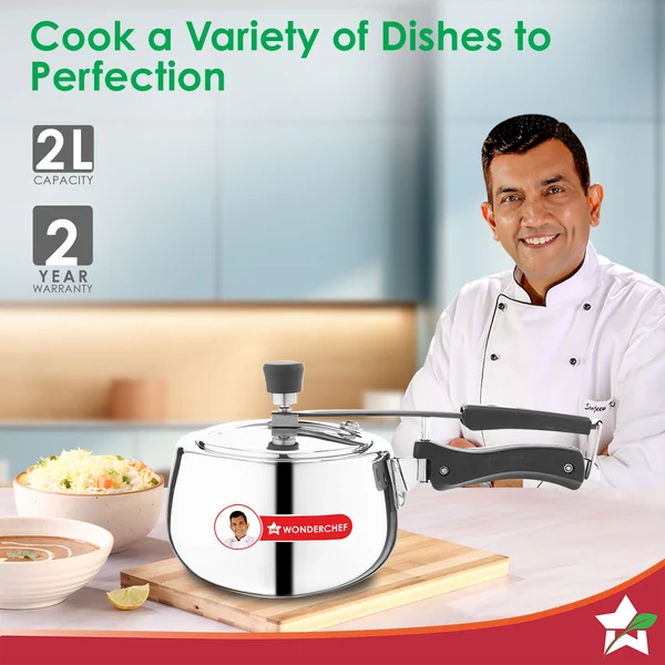 Wonderchef Nigella Triply Stainless Steel Inner Lid Pressure Cooker – 2L - Image 2