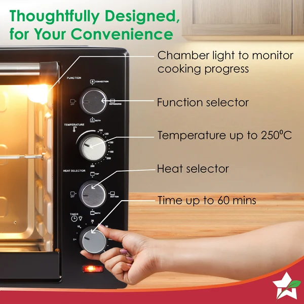 Wonderchef Oven Toaster Griller (OTG) 48 Litres, Black with Rotisserie - Image 4