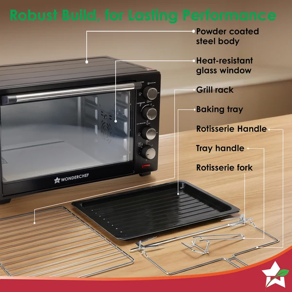 Wonderchef Oven Toaster Griller (OTG) 48 Litres, Black with Rotisserie - Image 7