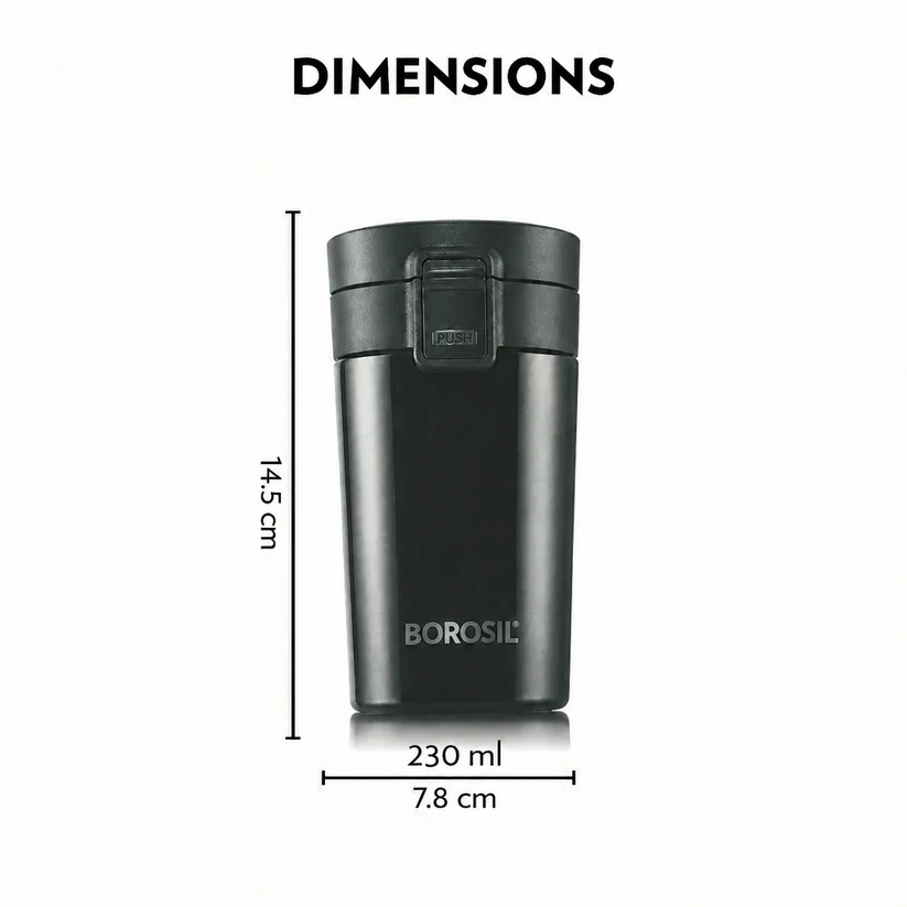 Borosil Coffeemate Insulated Mug – Black - Image 2