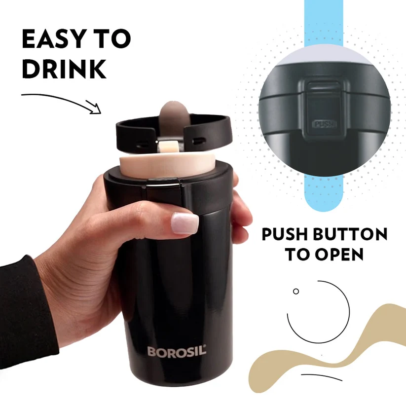 Borosil Coffeemate Insulated Mug – Black - Image 5